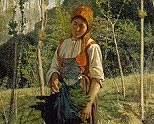 Giovanni Fattori, Contadina nel bosco. Oil on canvas